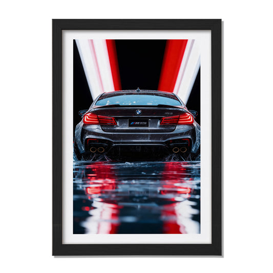 BMW M5 Rear Light Trails Wall Frame