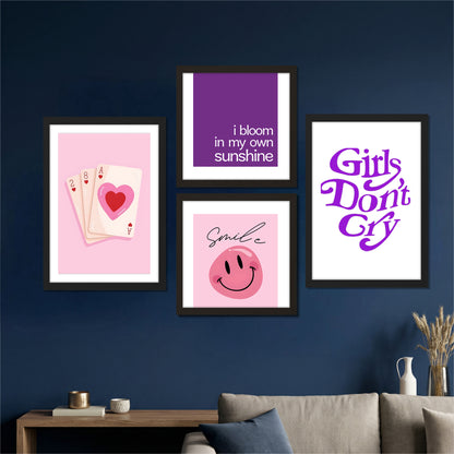 Pink Aesthetic Wall Art Set of 4