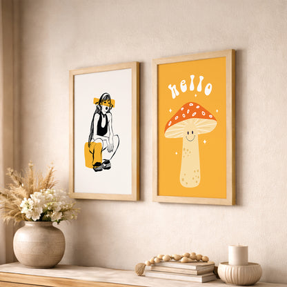 Whimsical Mushroom Framed Set