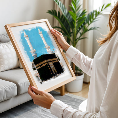 Kaaba Watercolor Islamic Wall Art