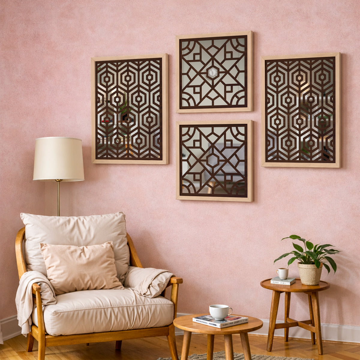 Hexara Mirror Art Set of 4