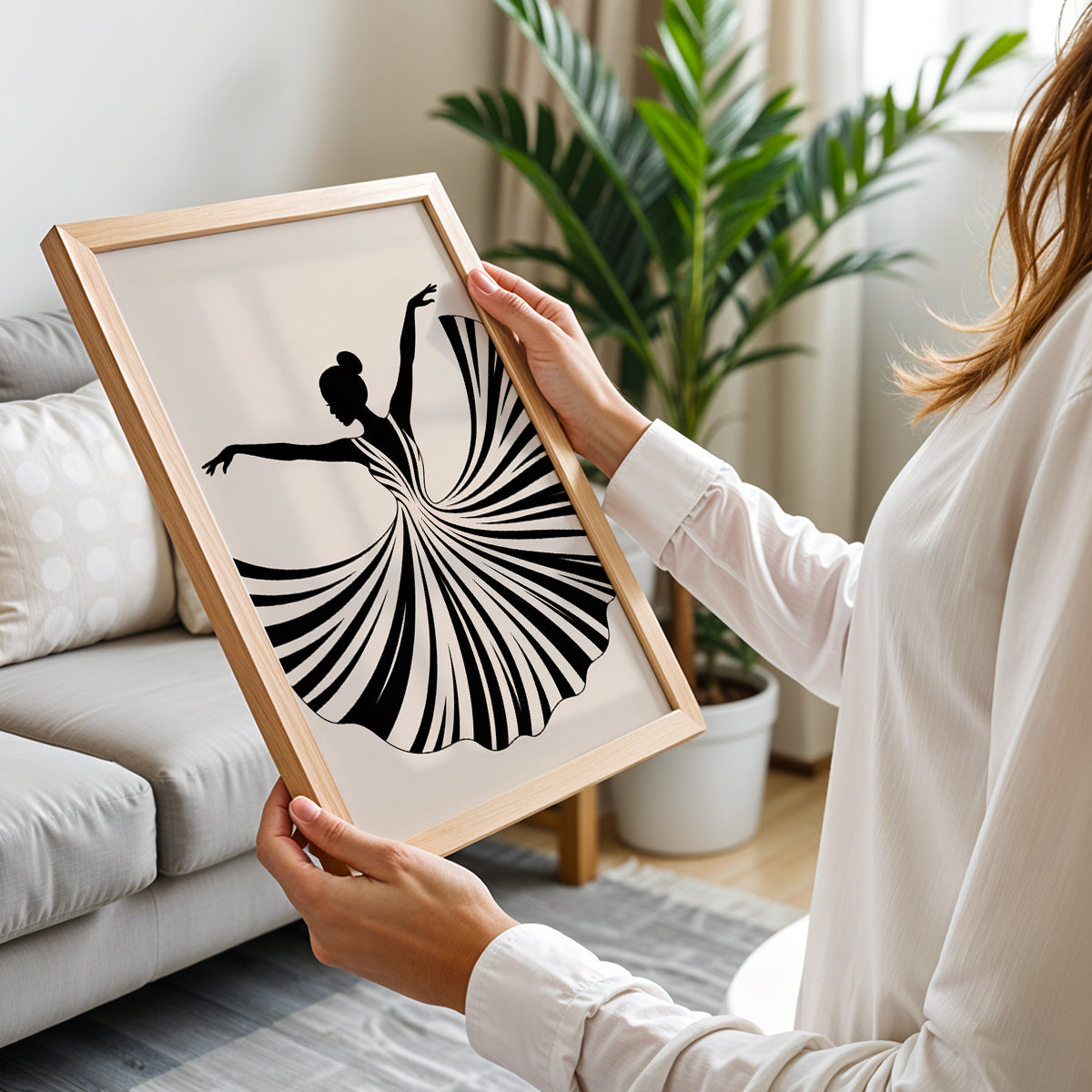 Elegant Ballet Silhouette Framed Wall Art Print