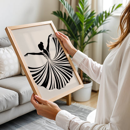 Elegant Ballet Silhouette Framed Wall Art Print