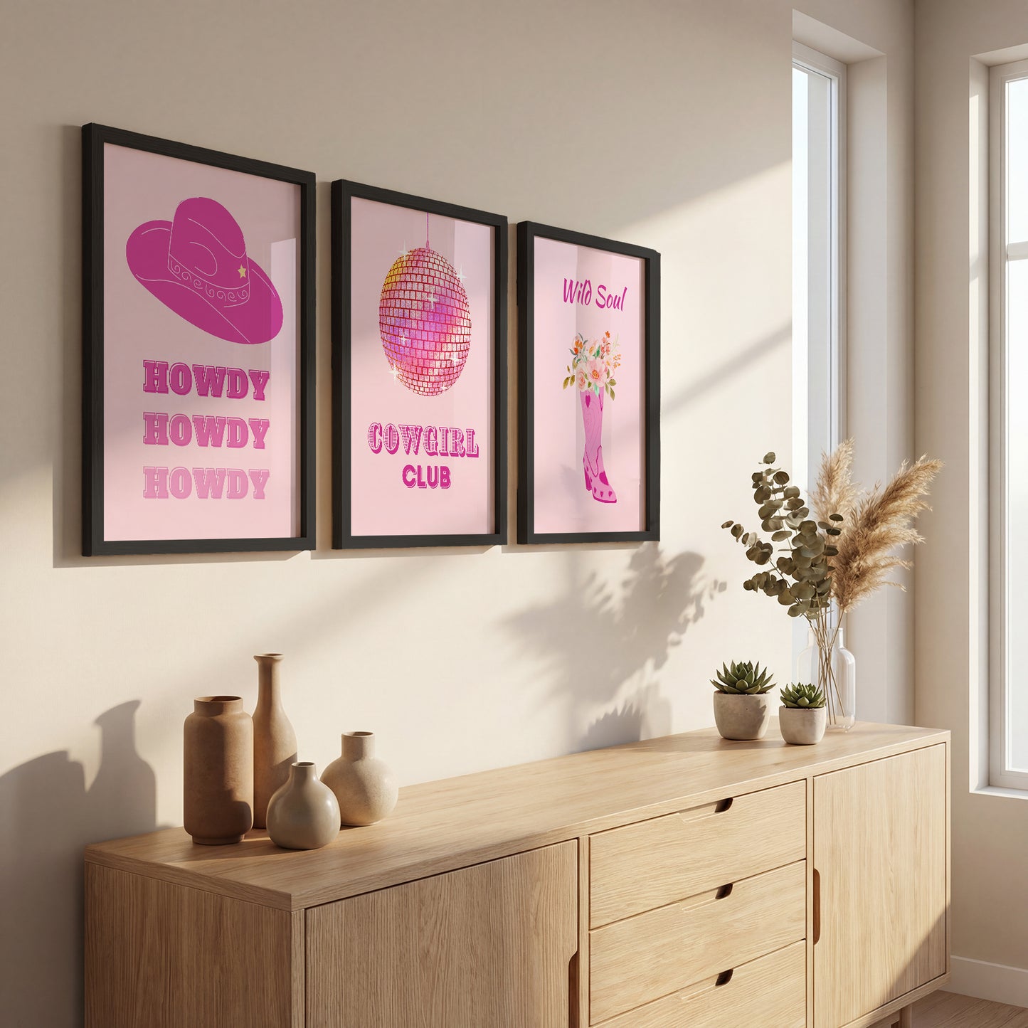Cowgirl Club Pink Western Wall Art Set