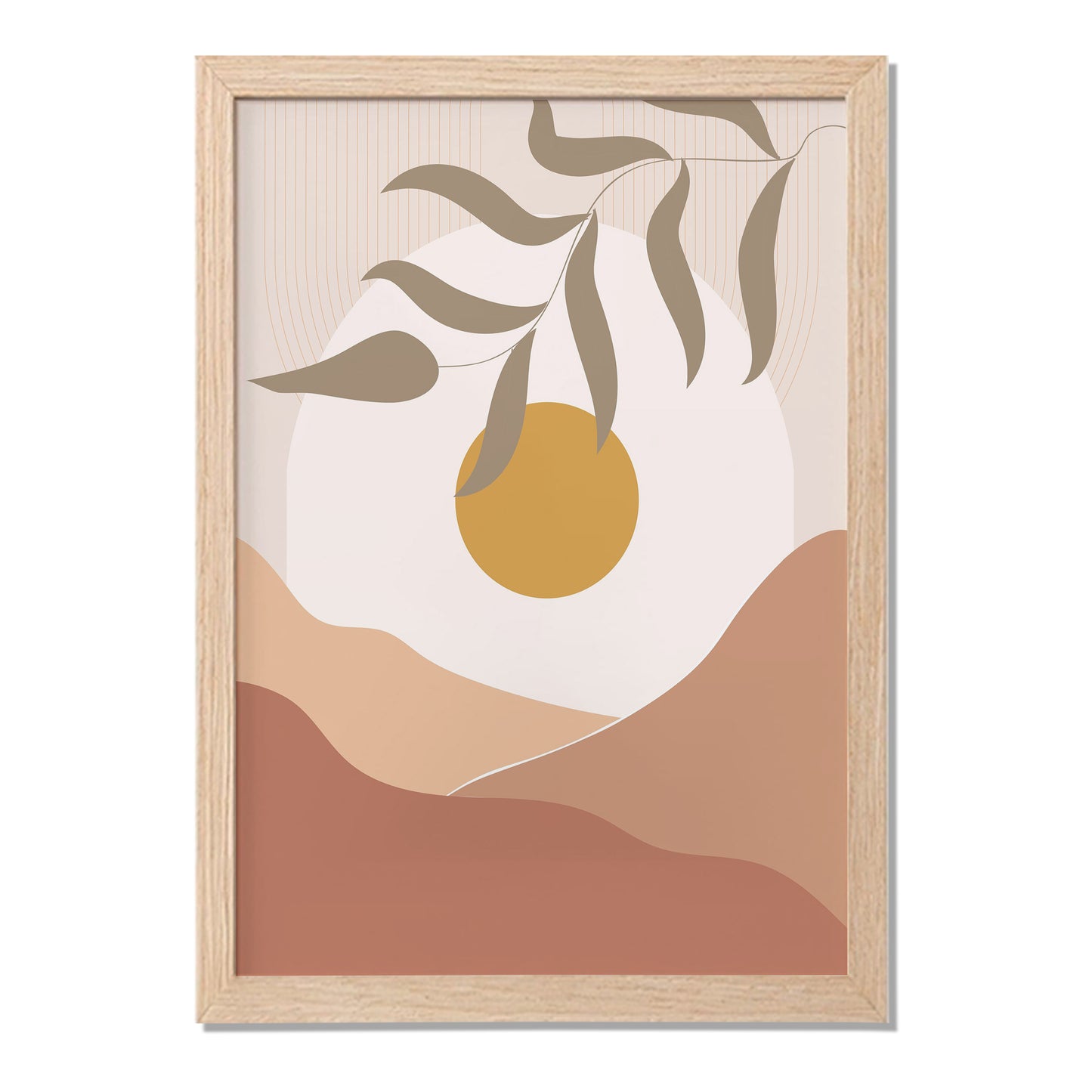 Minimalist Golden Sun Leaf Wall Art – Set of 1