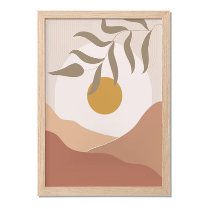 Minimalist Golden Sun Leaf Wall Art – Set of 1