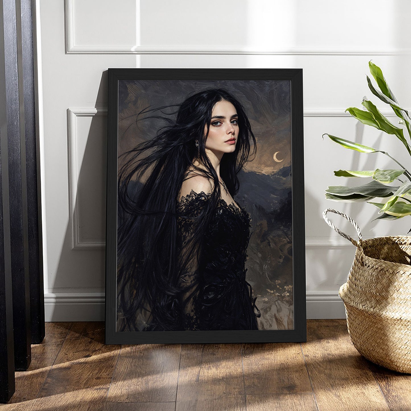 Mystic Dark Beauty Portrait Framed Wall Poster