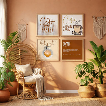 Minimalist Coffee Quotes Wall Art Set of 4