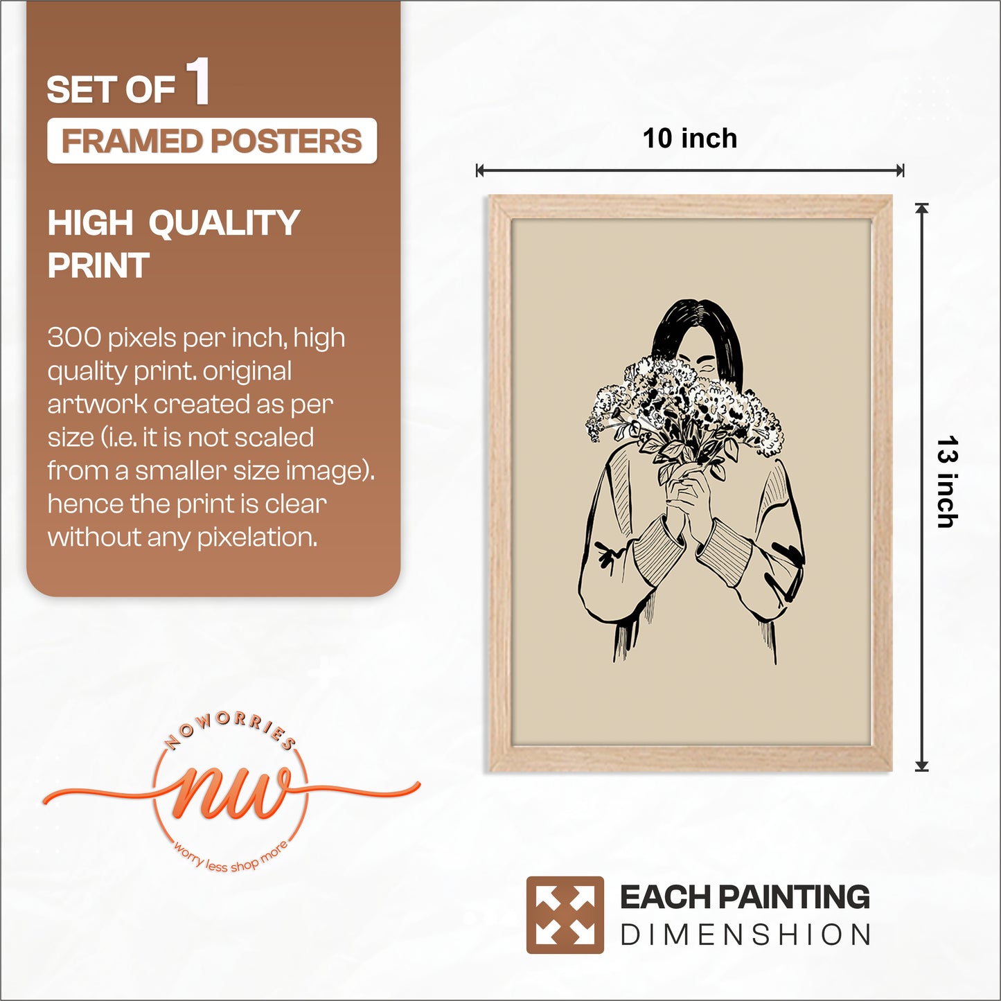 Minimalist Floral Girl Line Art Framed Poster