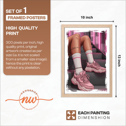 Pink Sneaker Aesthetic Fashion Framed Poster