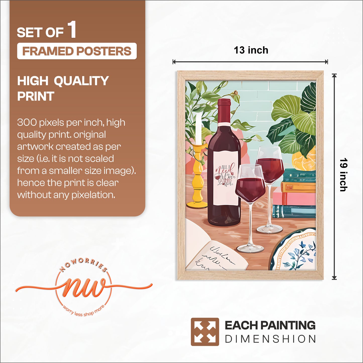 Wine & Dining Wall Art Frame Set of 1