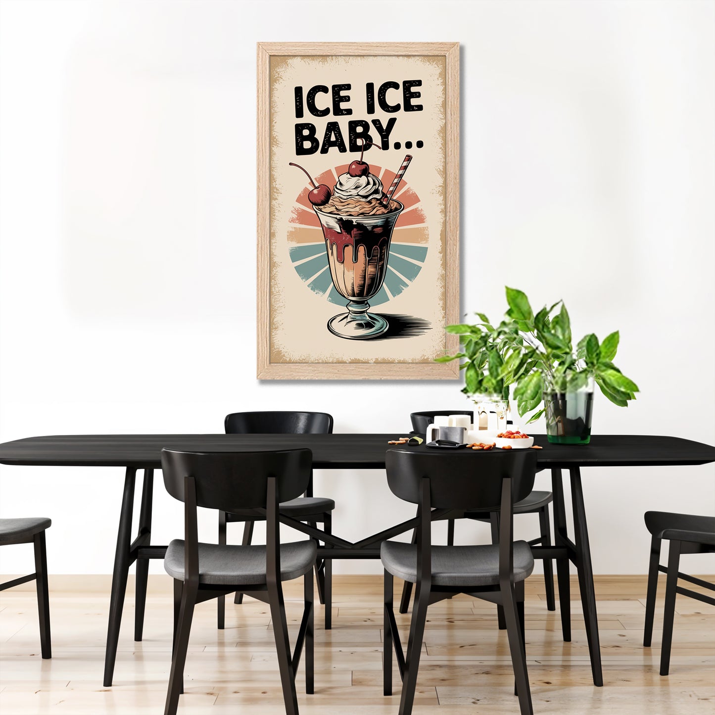Retro Ice Cream Sundae Wall Frame