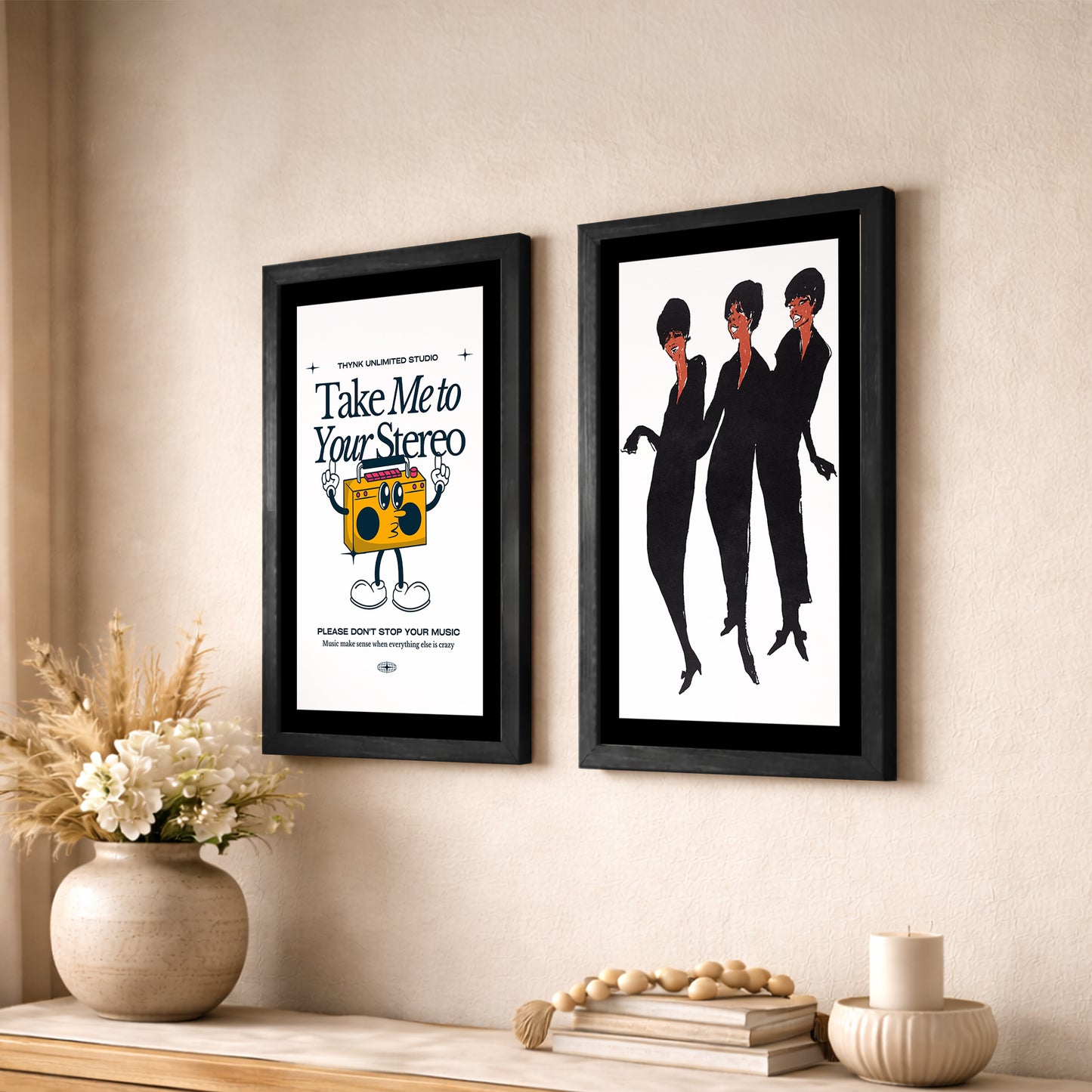 Retro Music & Soul Sisters Wall Art Set