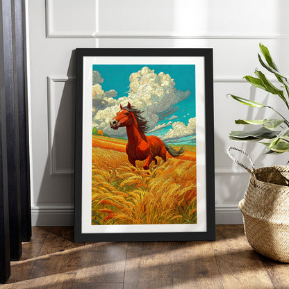 Wild Stallion in Wheatfields Wall Frame Set