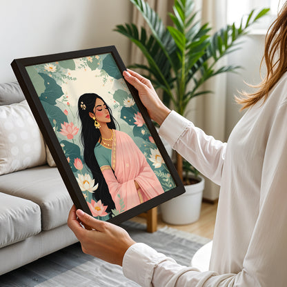 Floral Grace Lady Wall Frame