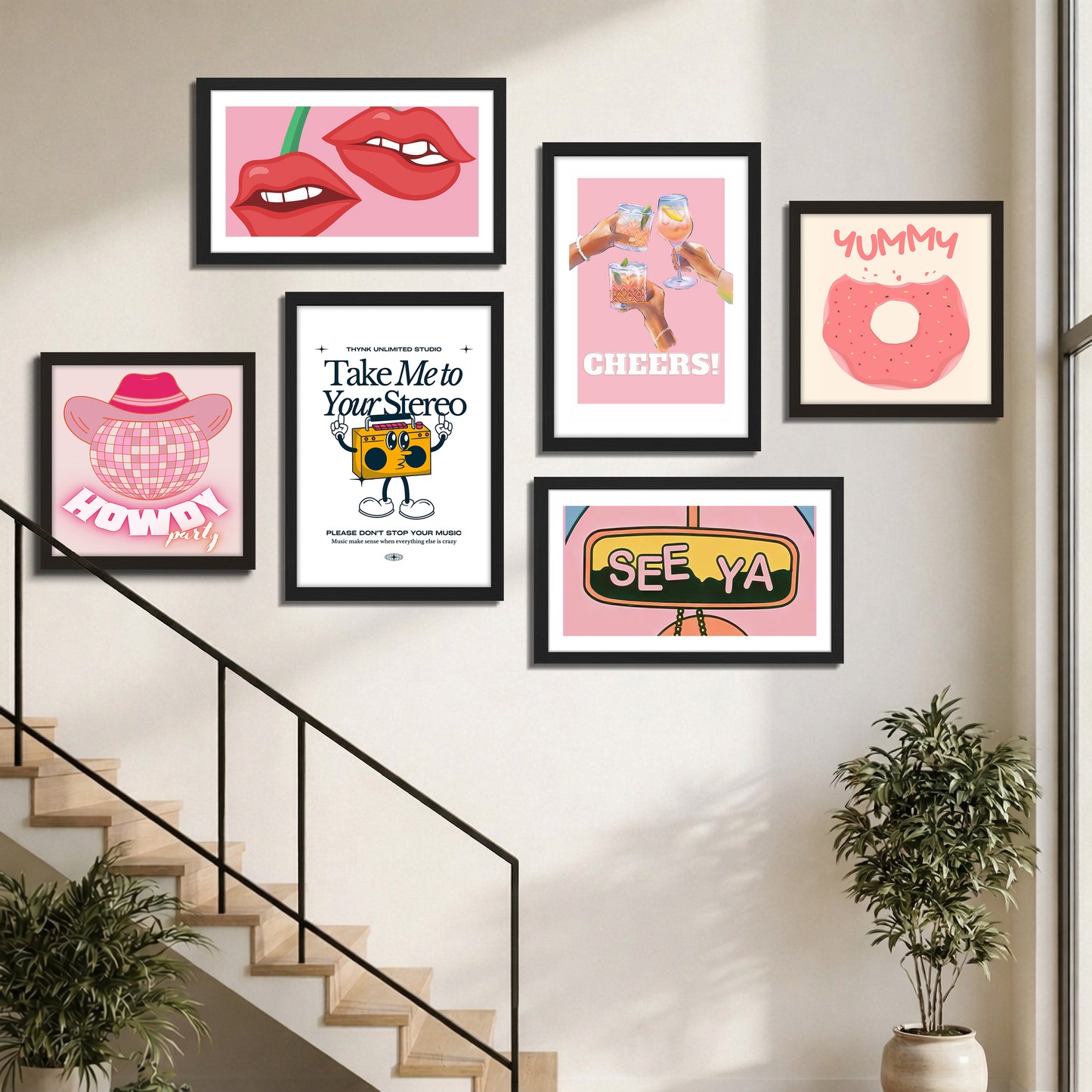 Bubblegum Wall Art Set of 6