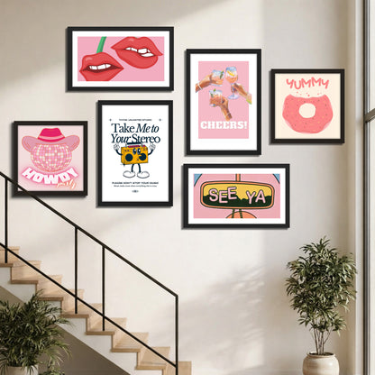 Bubblegum Wall Art Set of 6