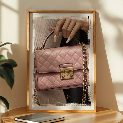 Blush Pink Quilted Handbag Fashion Wall Art