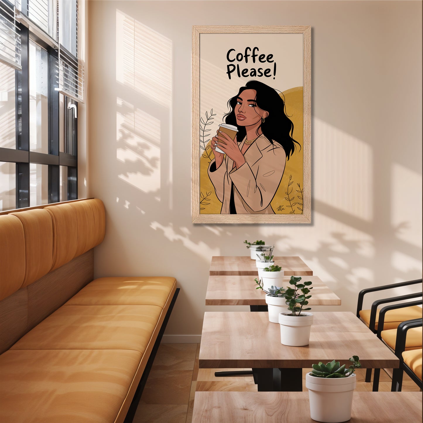 Modern Coffee Girl Illustration