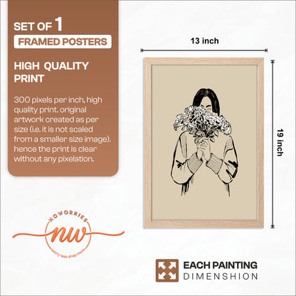 Minimalist Floral Girl Line Art Framed Poster