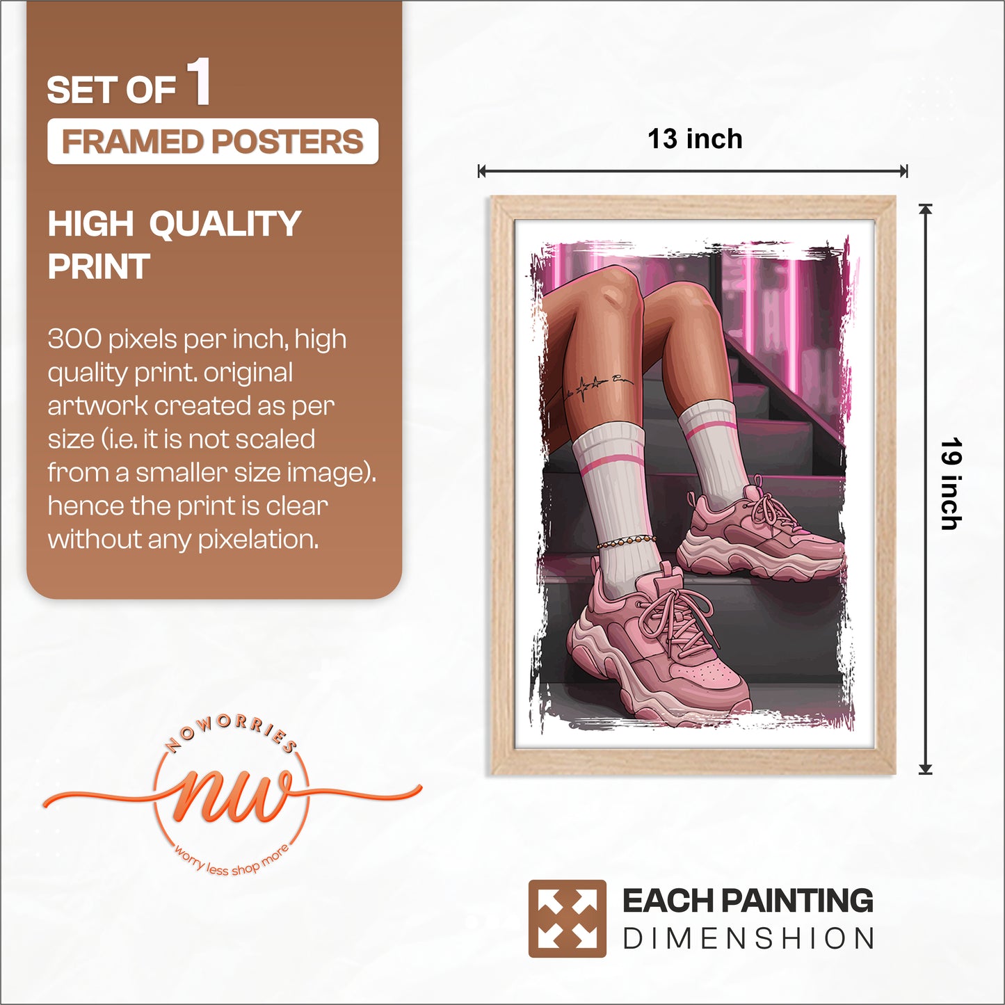 Pink Sneaker Aesthetic Fashion Framed Poster