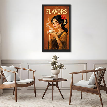 Flavors Tea Lady Art Wall Frame Set of 1