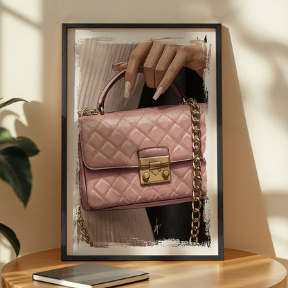 Blush Pink Quilted Handbag Fashion Wall Art