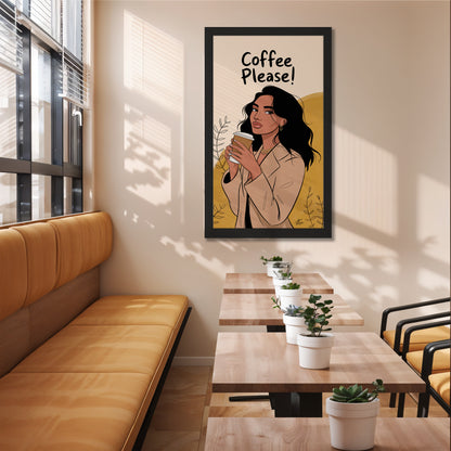 Modern Coffee Girl Illustration