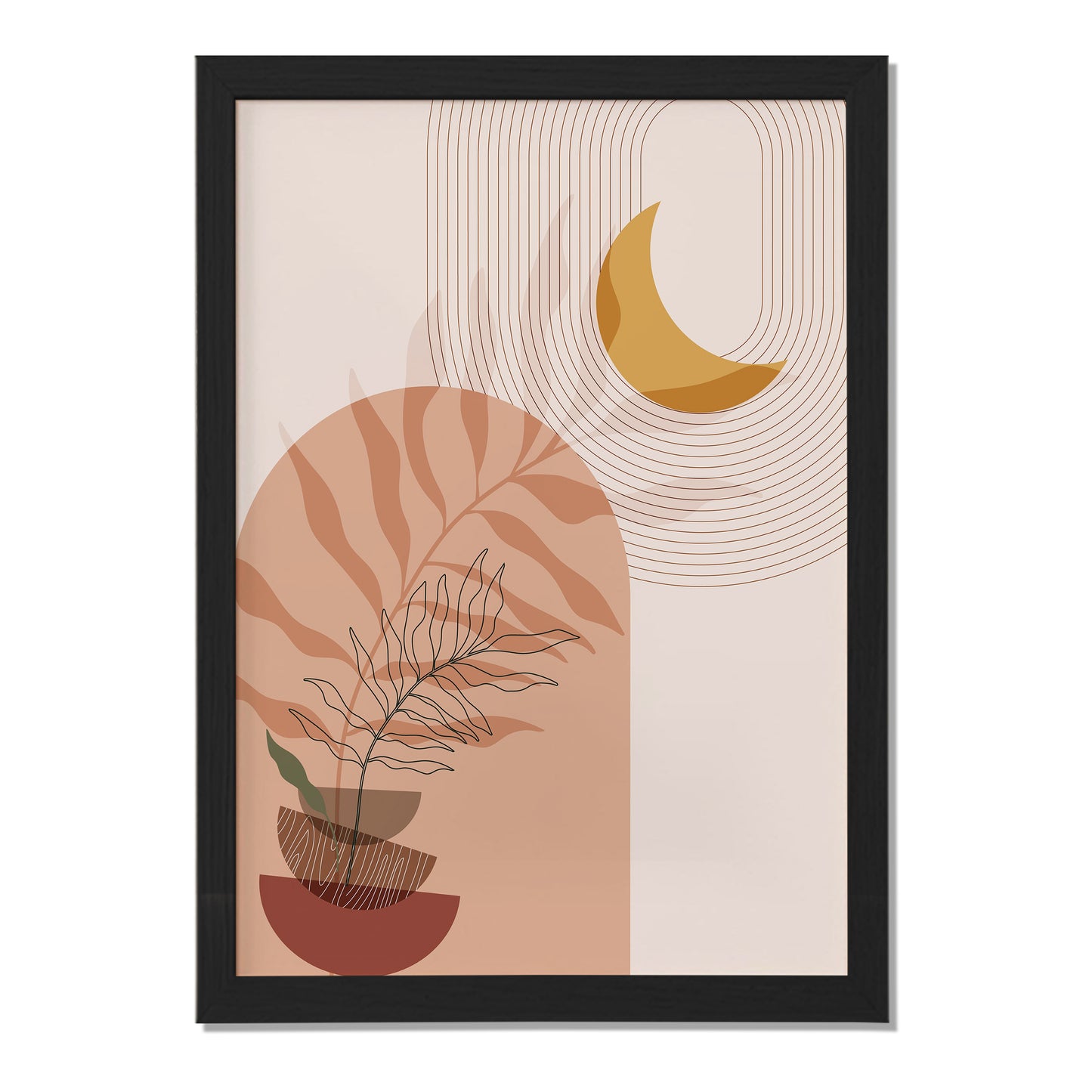 Celestial Botanical Abstract Wall Frame – Set of 1