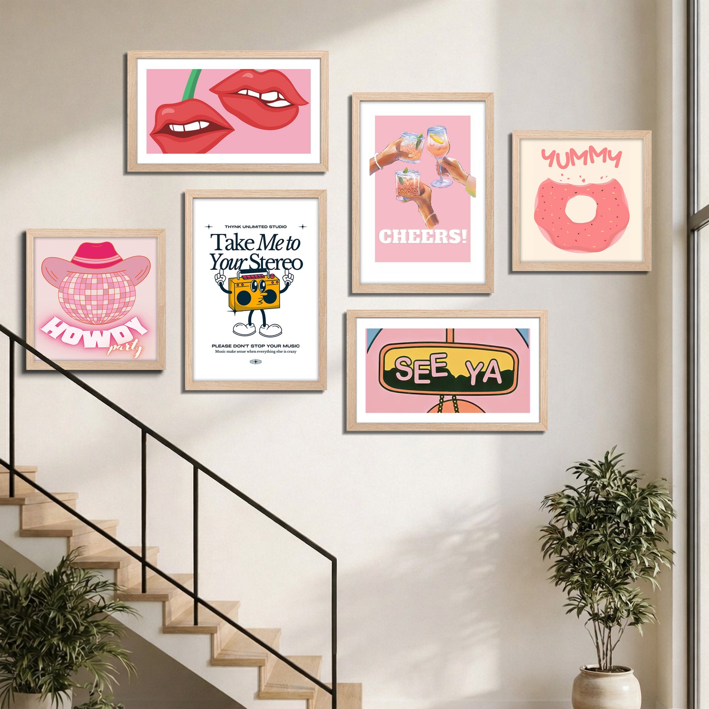 Bubblegum Wall Art Set of 6