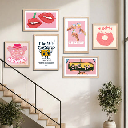 Bubblegum Wall Art Set of 6