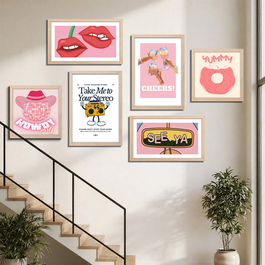 Bubblegum Wall Art Set of 6