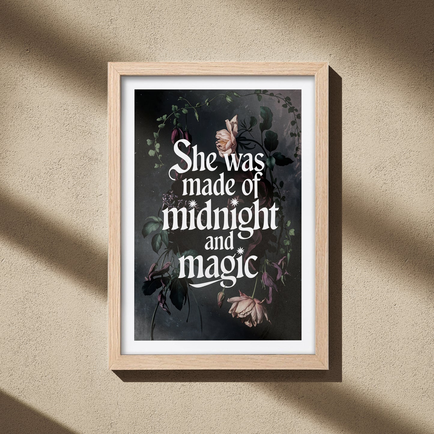 "She Was Made of Midnight and Magic" Quote Framed Print