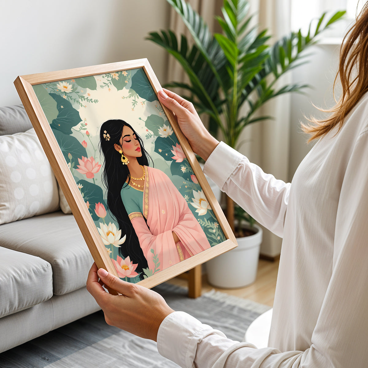 Floral Grace Lady Wall Frame