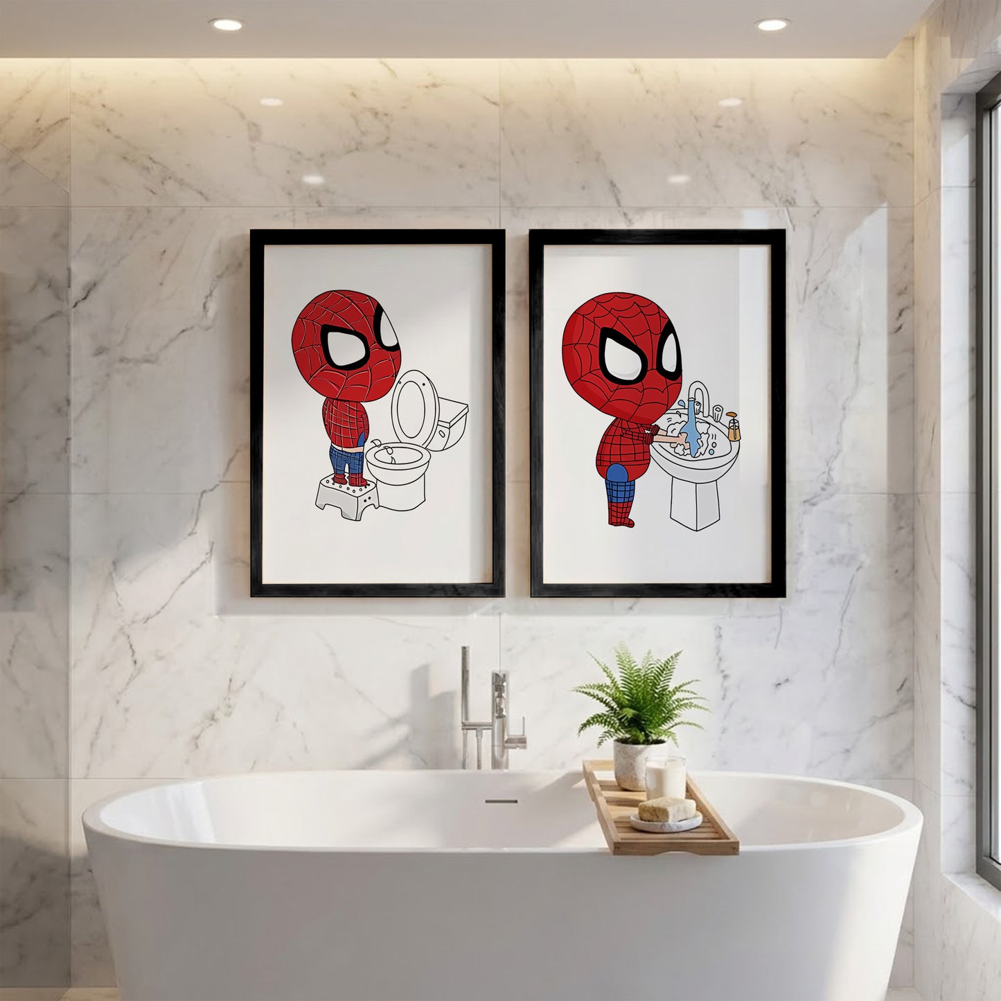 Spider-Man Bathroom Wall Frames Set of 2