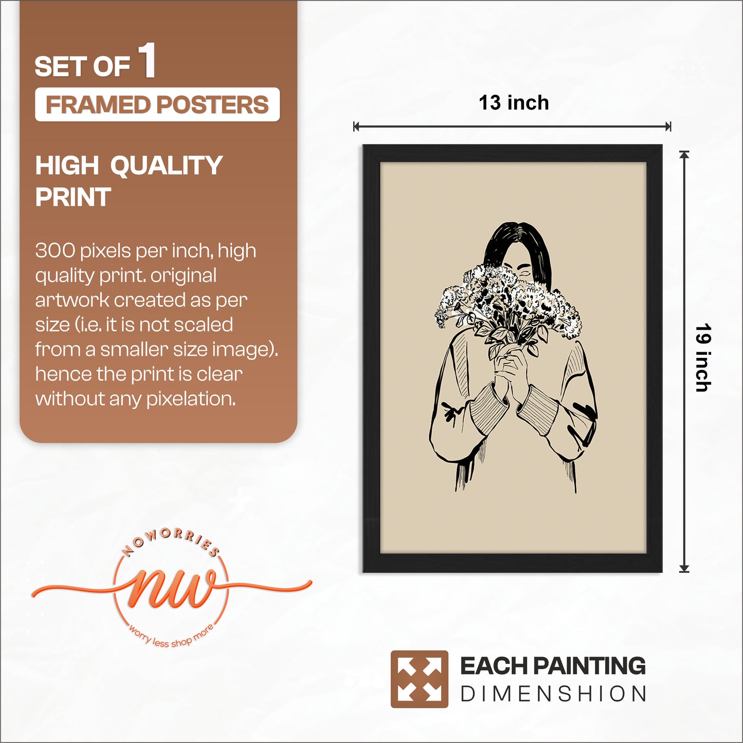Minimalist Floral Girl Line Art Framed Poster
