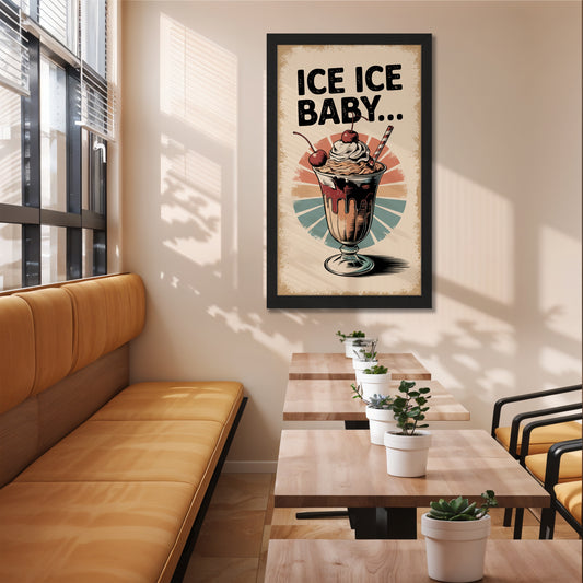 Retro Ice Cream Sundae Wall Frame