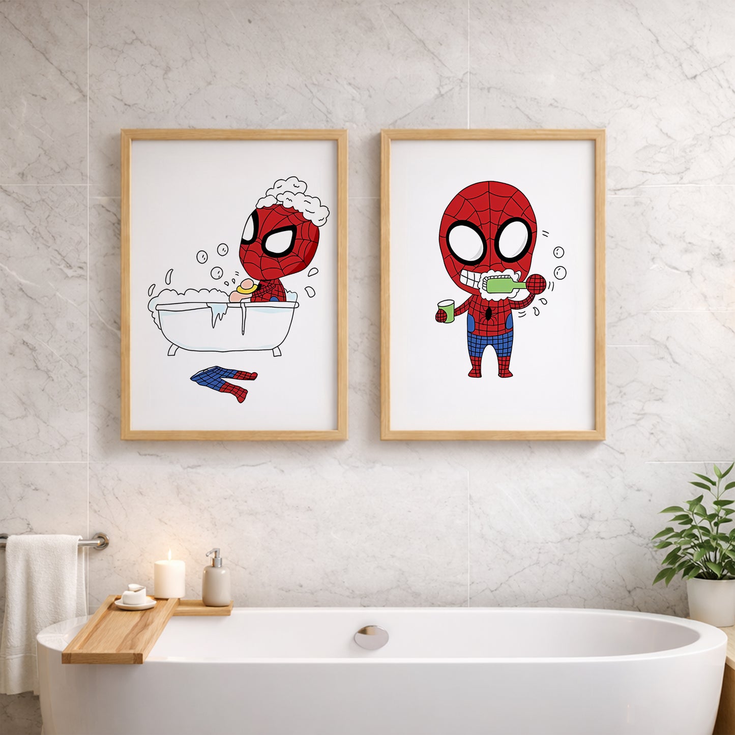 Spider-Man Bathroom Wall Frames Set of 2