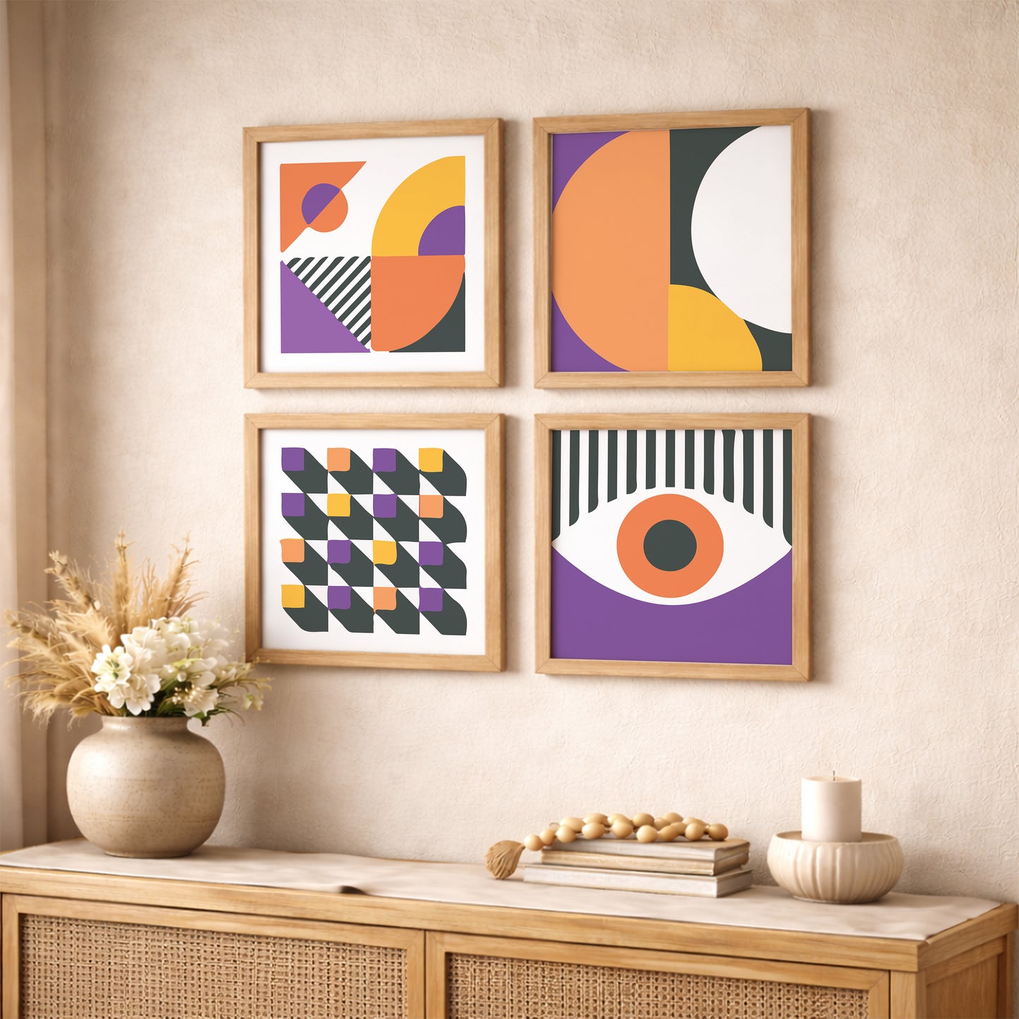 Bold Geometric Modern Wall Frames Set of 4