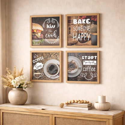 Rustic Coffee & Kitchen Wall Art Set of 4