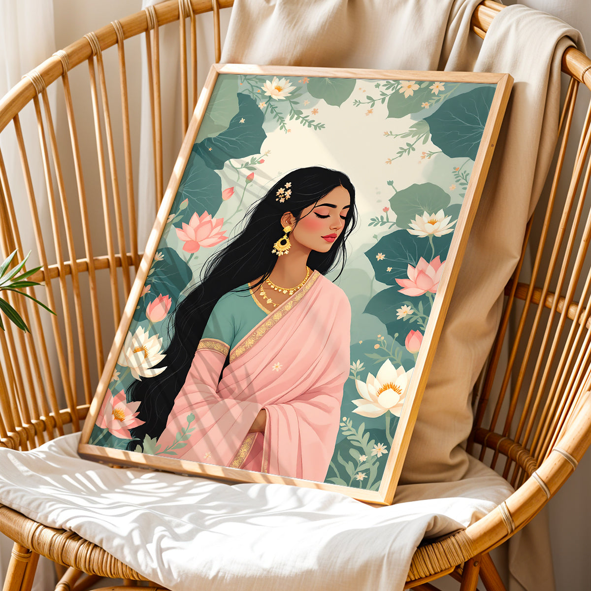 Floral Grace Lady Wall Frame