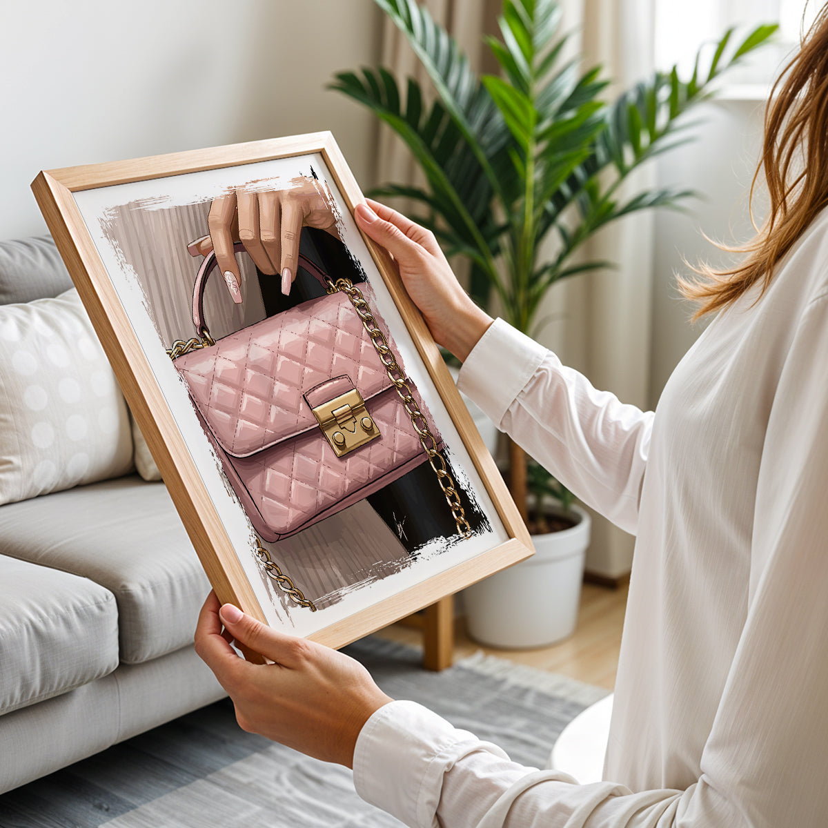 Blush Pink Quilted Handbag Fashion Wall Art