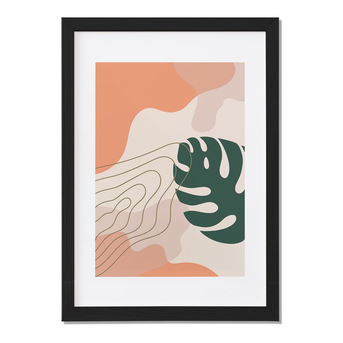 Abstract Monstera Leaf Wall Frame – Set of 1