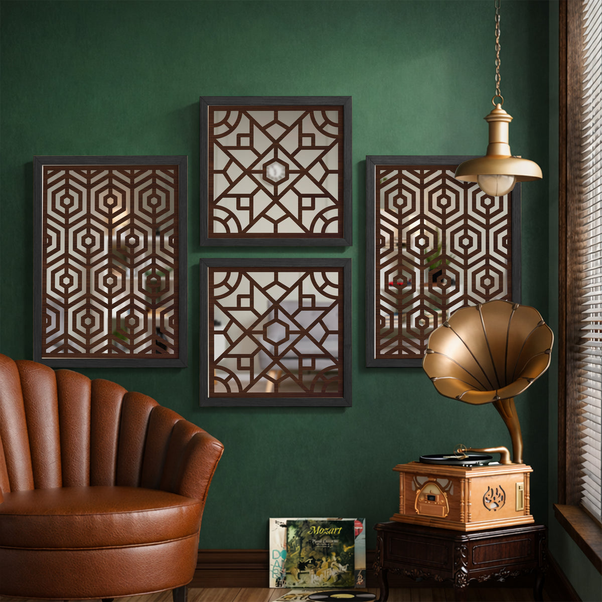 Hexara Mirror Art Set of 4