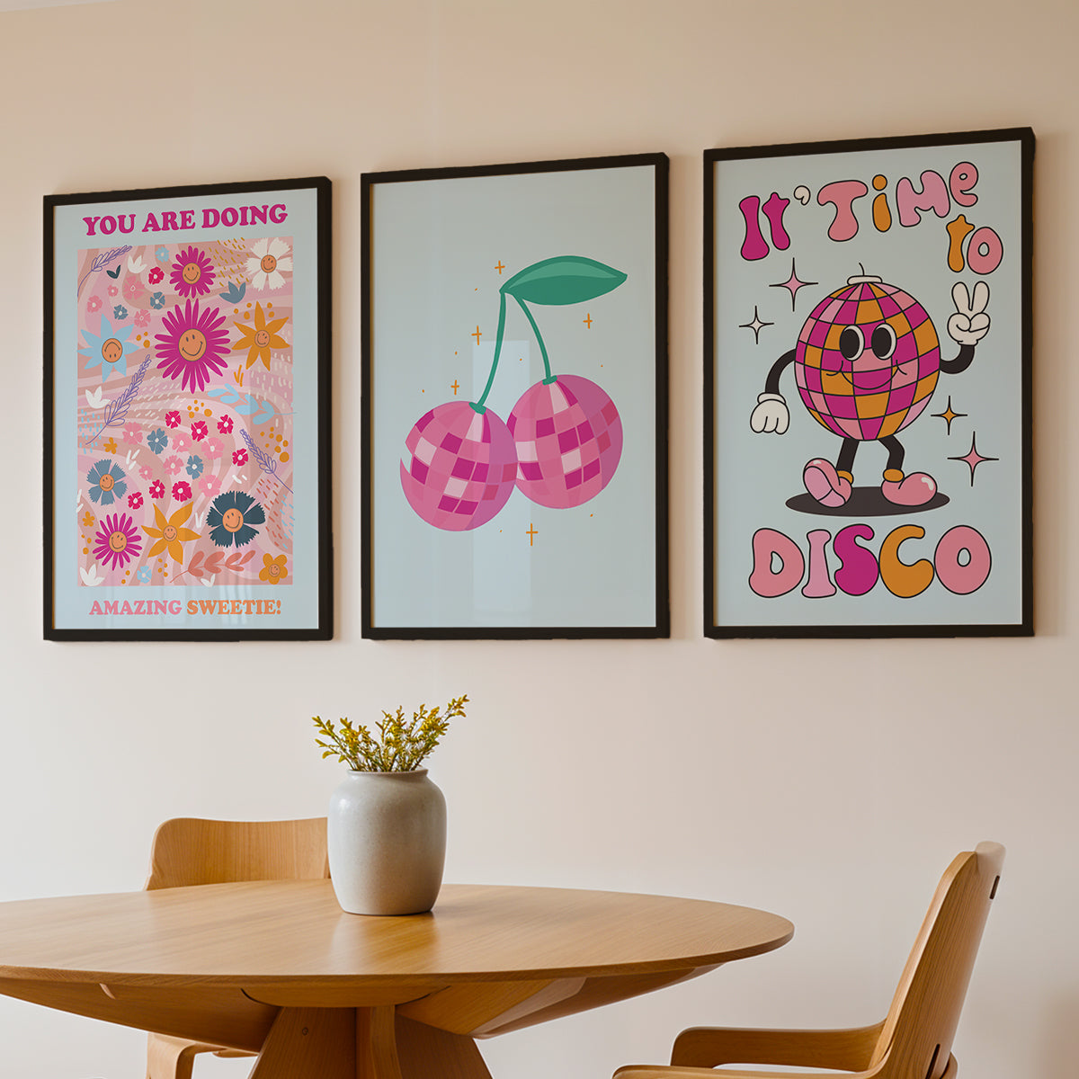 Retro Disco Pop Art Set of 3