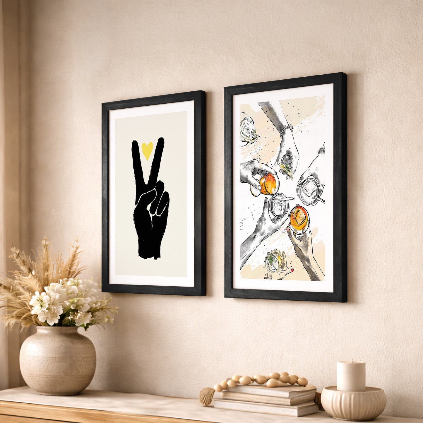 Peace Sign & Social Gathering Wall Art Set