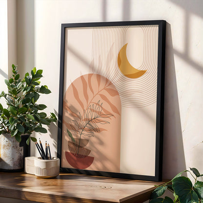 Celestial Botanical Abstract Wall Frame – Set of 1