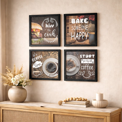 Rustic Coffee & Kitchen Wall Art Set of 4