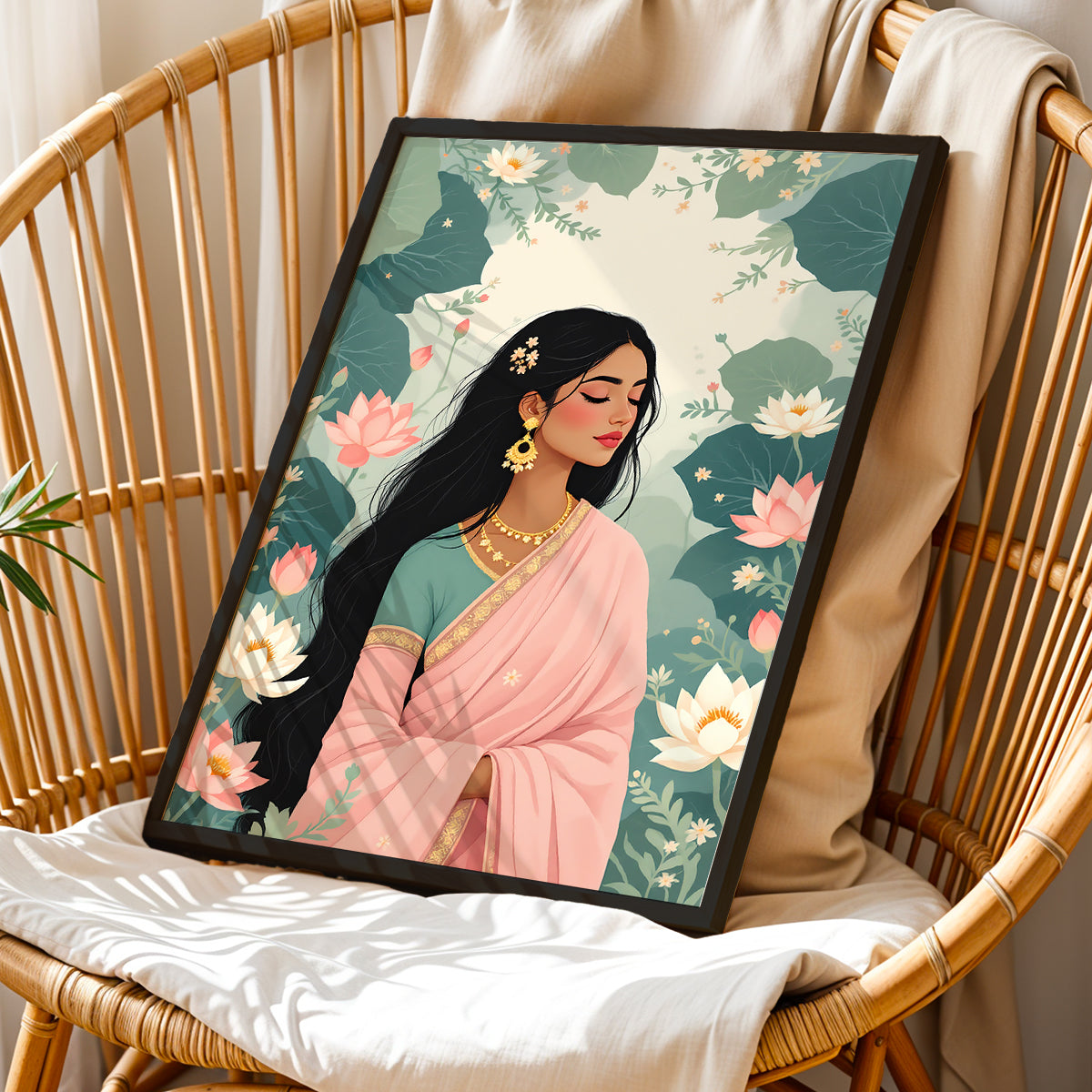 Floral Grace Lady Wall Frame