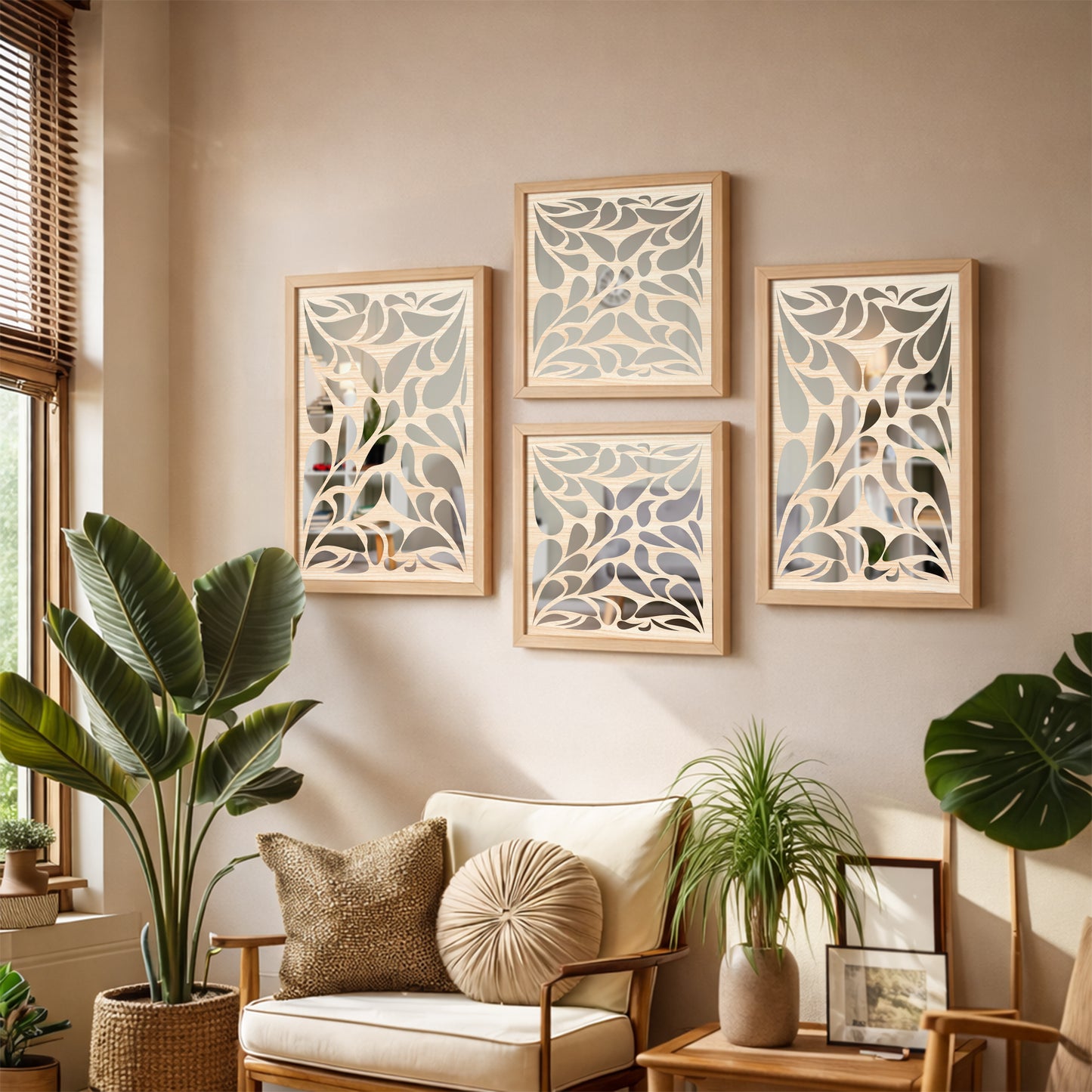 Leaf Motif Mirror Collection Set of 4